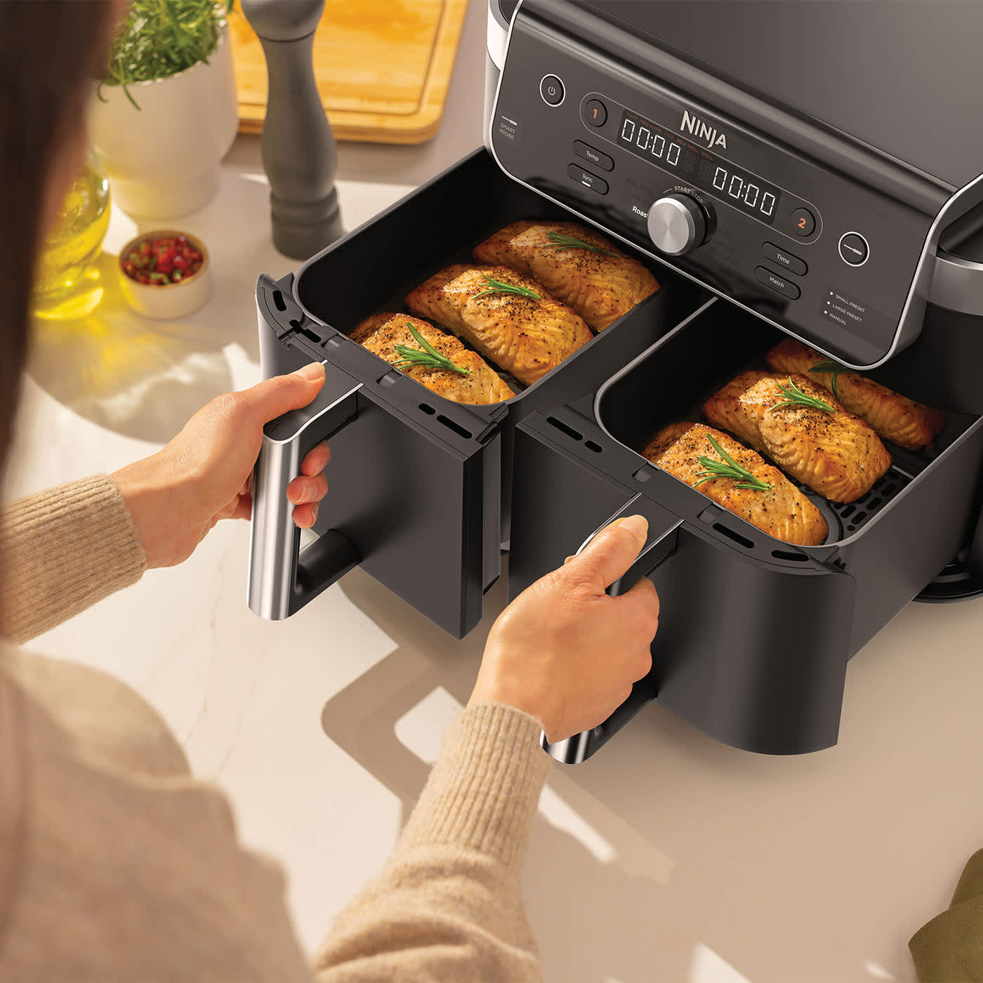 Air fryer doble Ninja (9,5 L) con termómetro, negro DZ950EU